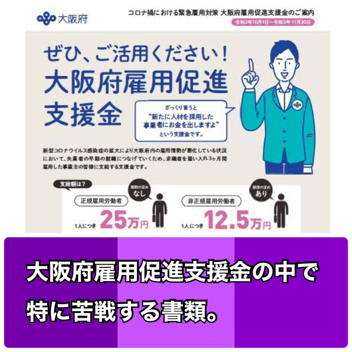 大阪府雇用促進支援金の中で特に苦戦する書類
